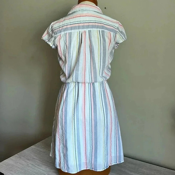 J.Crew Mercantile Rainbow Seersucker Collared Tie Front Dress Size XXS - Picture 5 of 12
